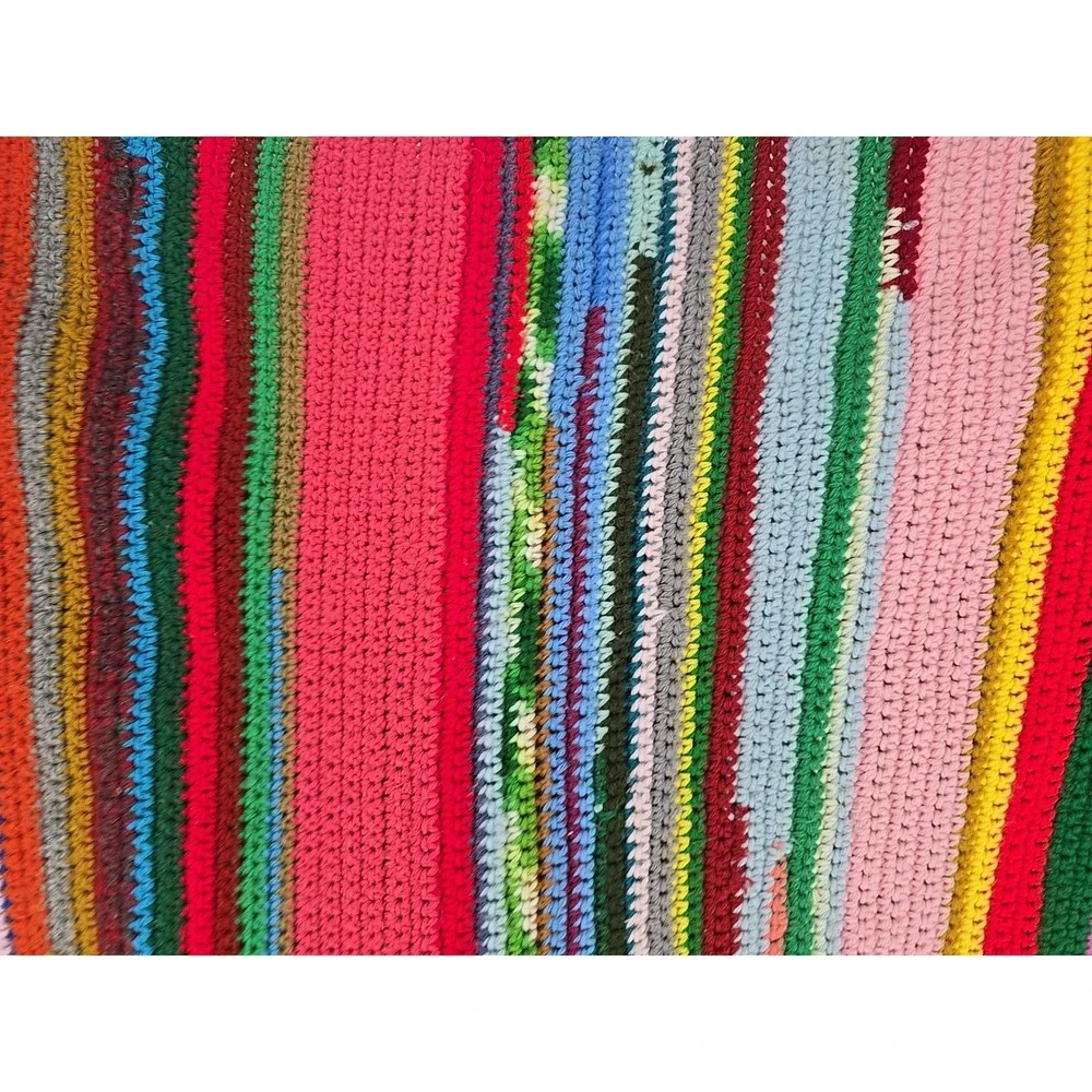 Huge Handmade Crochet Throw Chevron Afghan Cottagecore 80x60‎ Blanket - Colors!